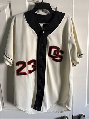 Wilson Cream and Black Baseball-Style Jersey with Orange Trim